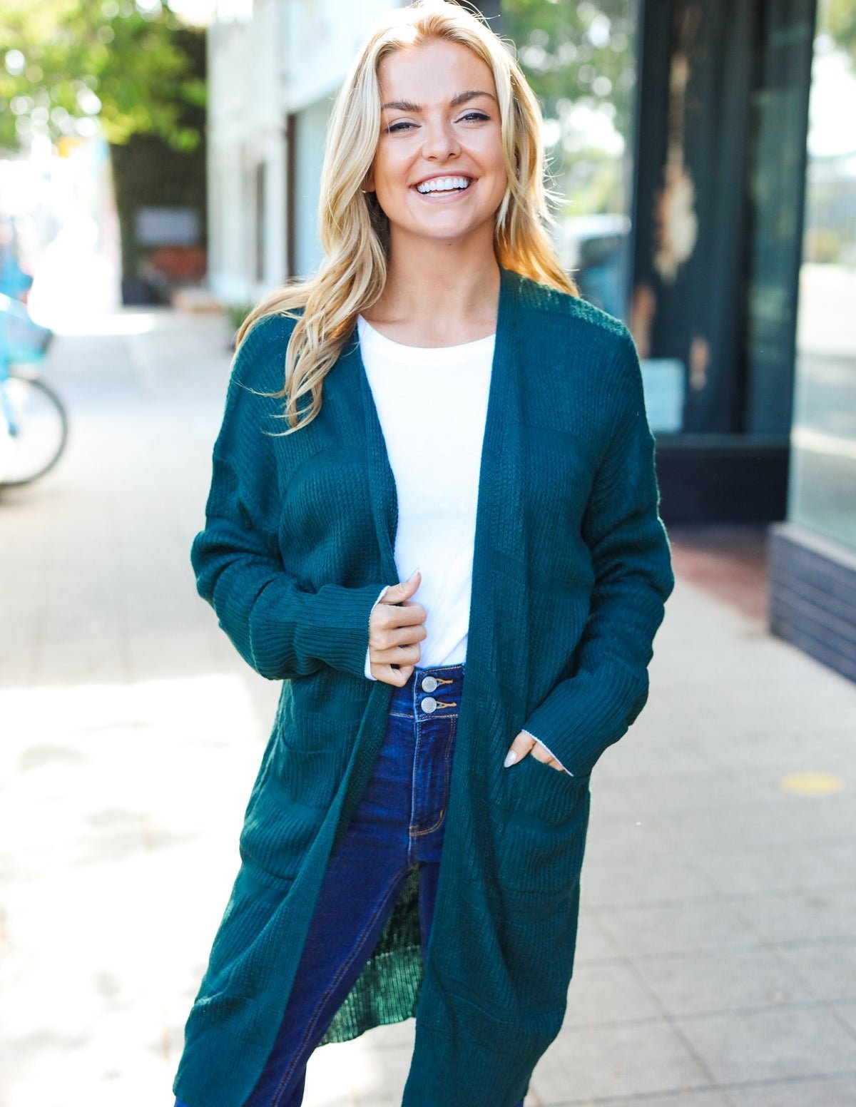 Everyday Striped Knit Cardigan | Hunter Green