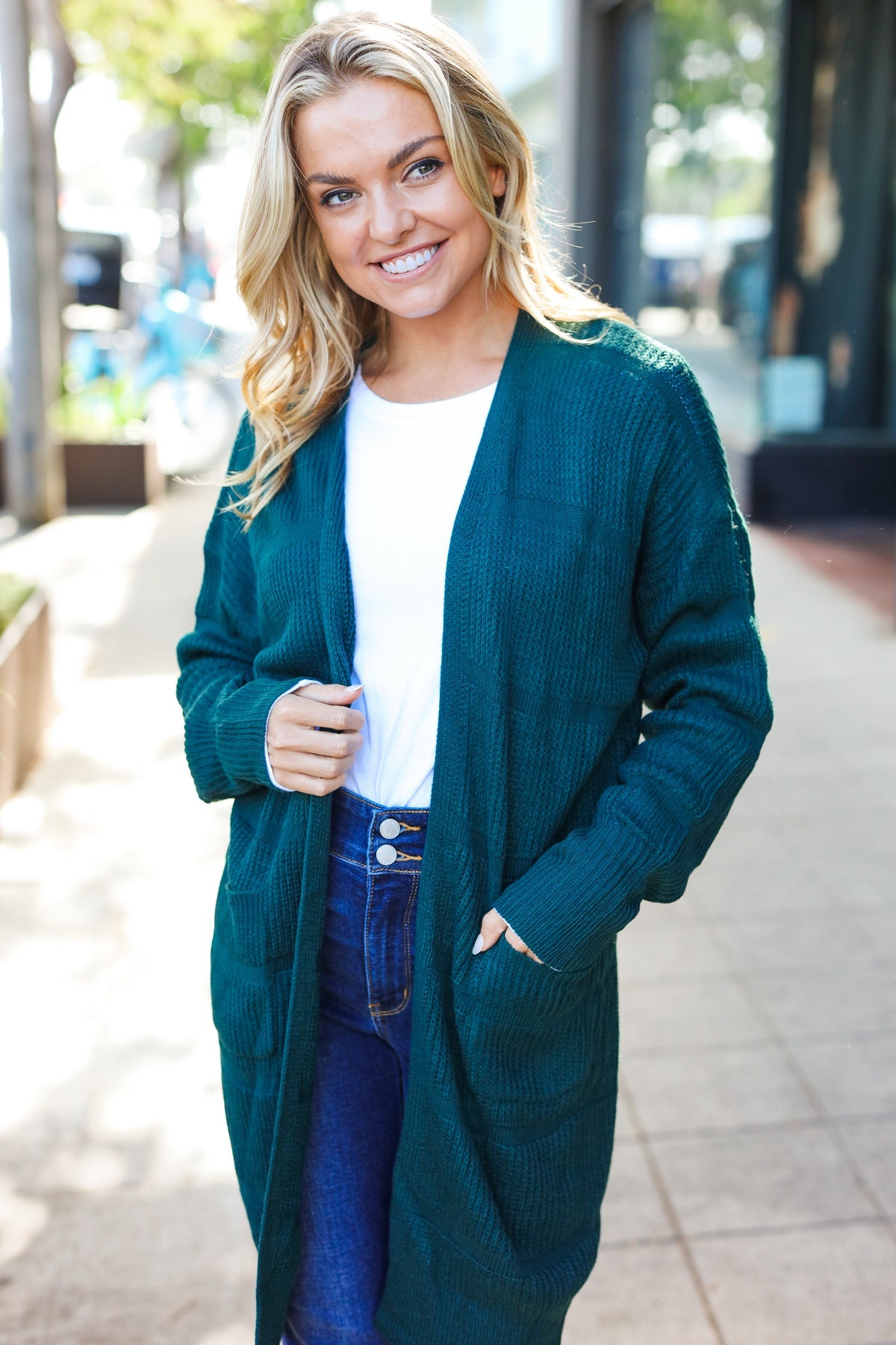 Everyday Striped Knit Cardigan | Hunter Green