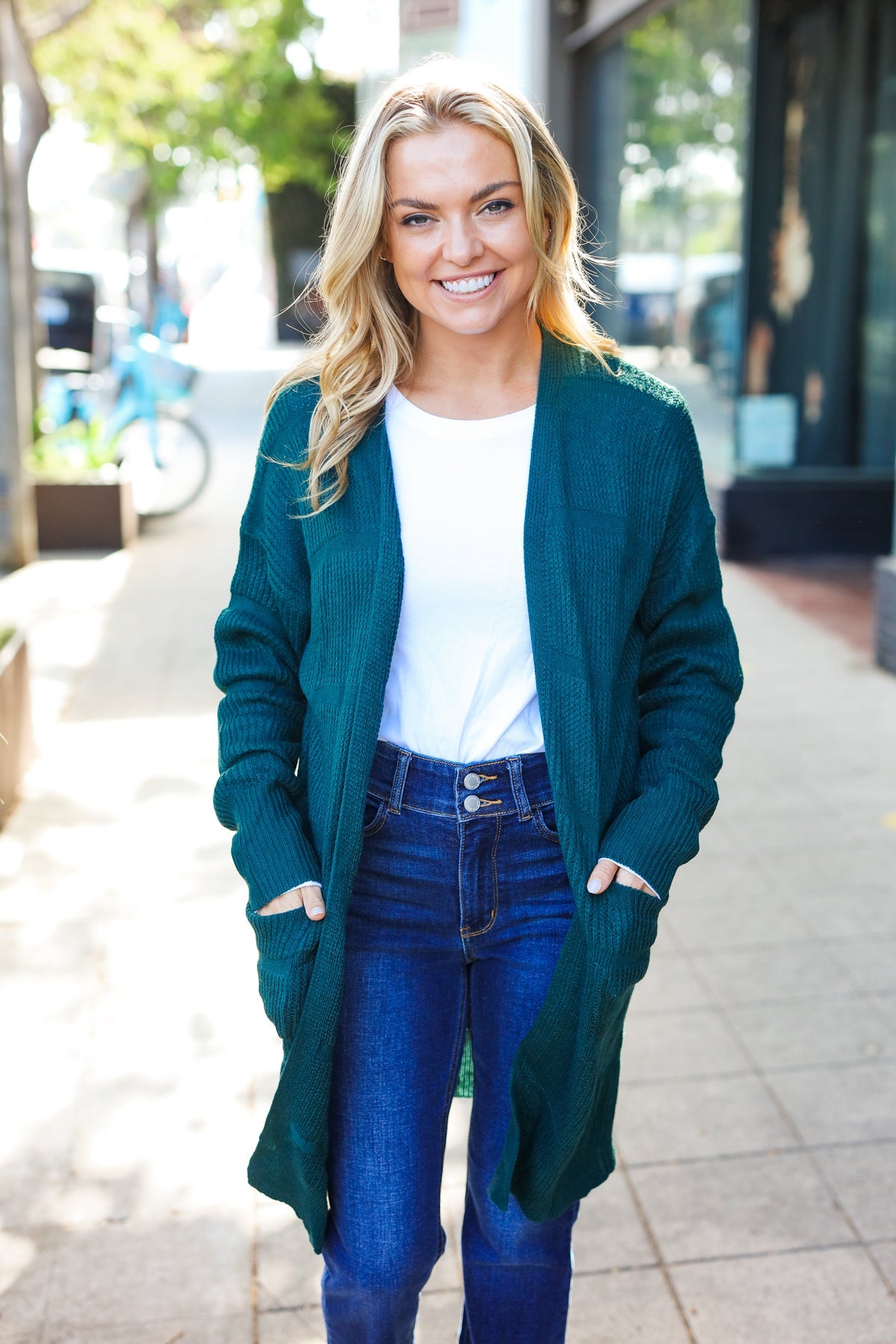 Everyday Striped Knit Cardigan | Hunter Green