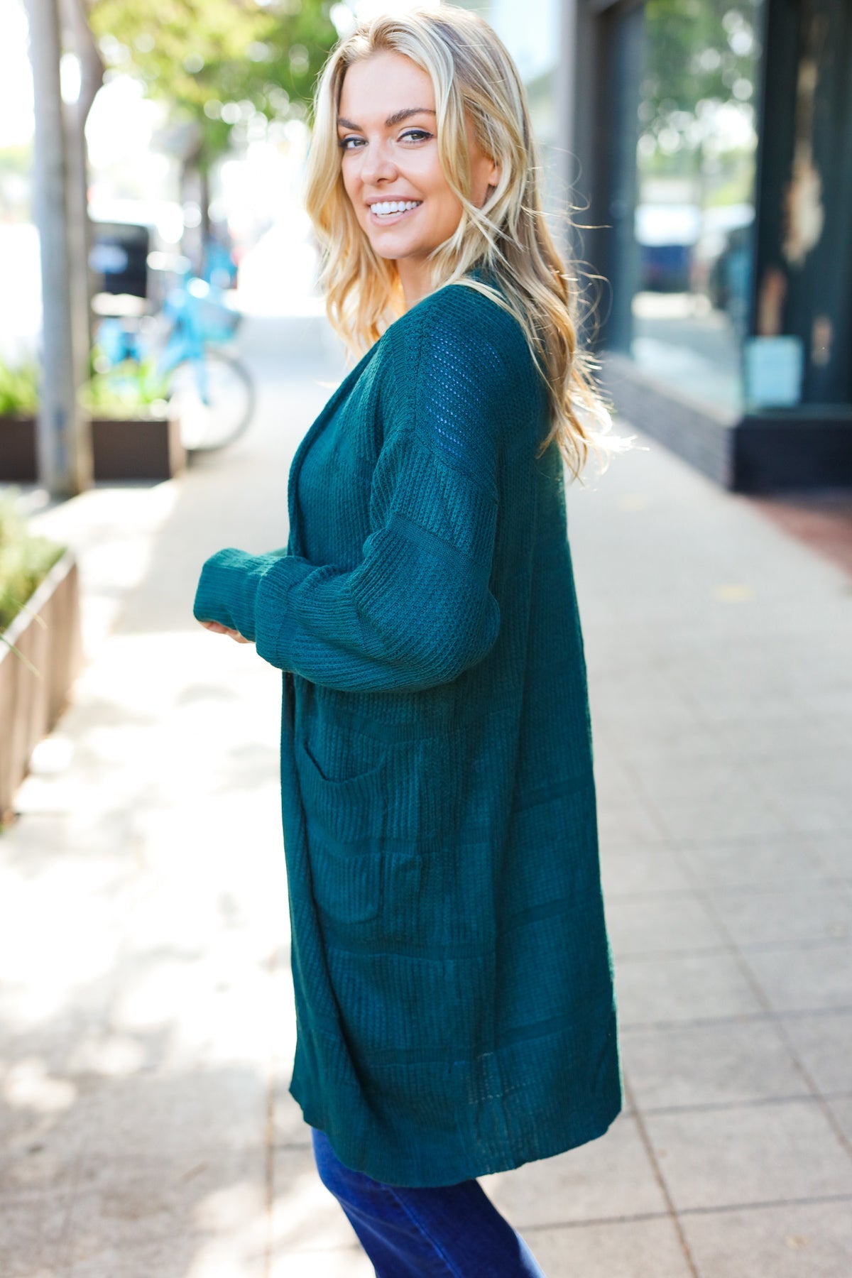 Everyday Striped Knit Cardigan | Hunter Green