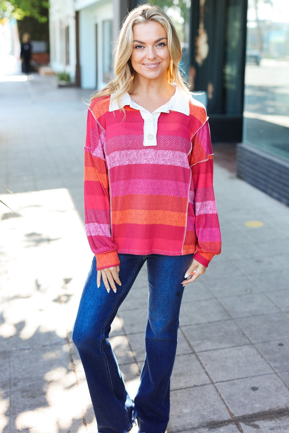 Be Bold Striped Collared Top