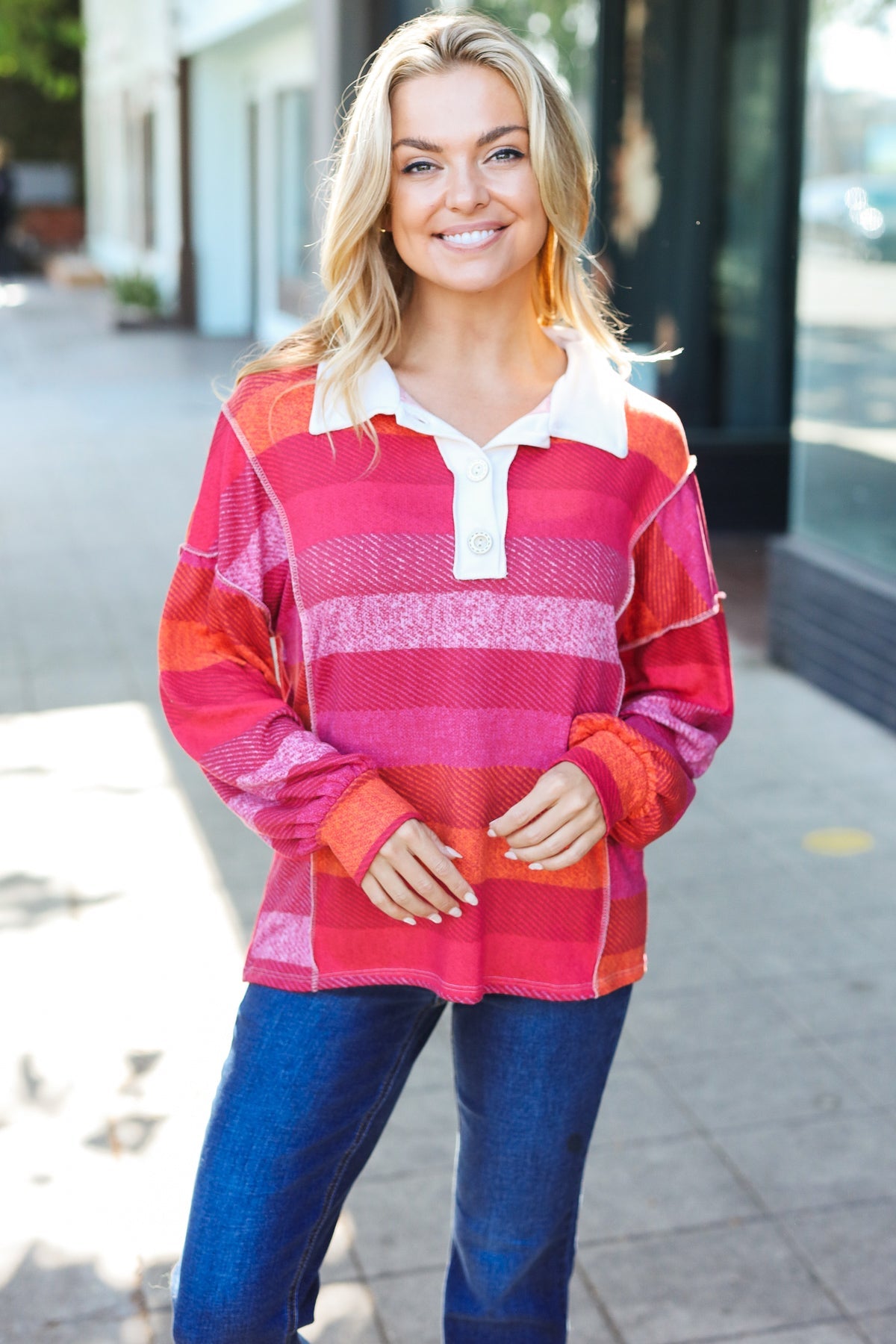 Be Bold Striped Collared Top