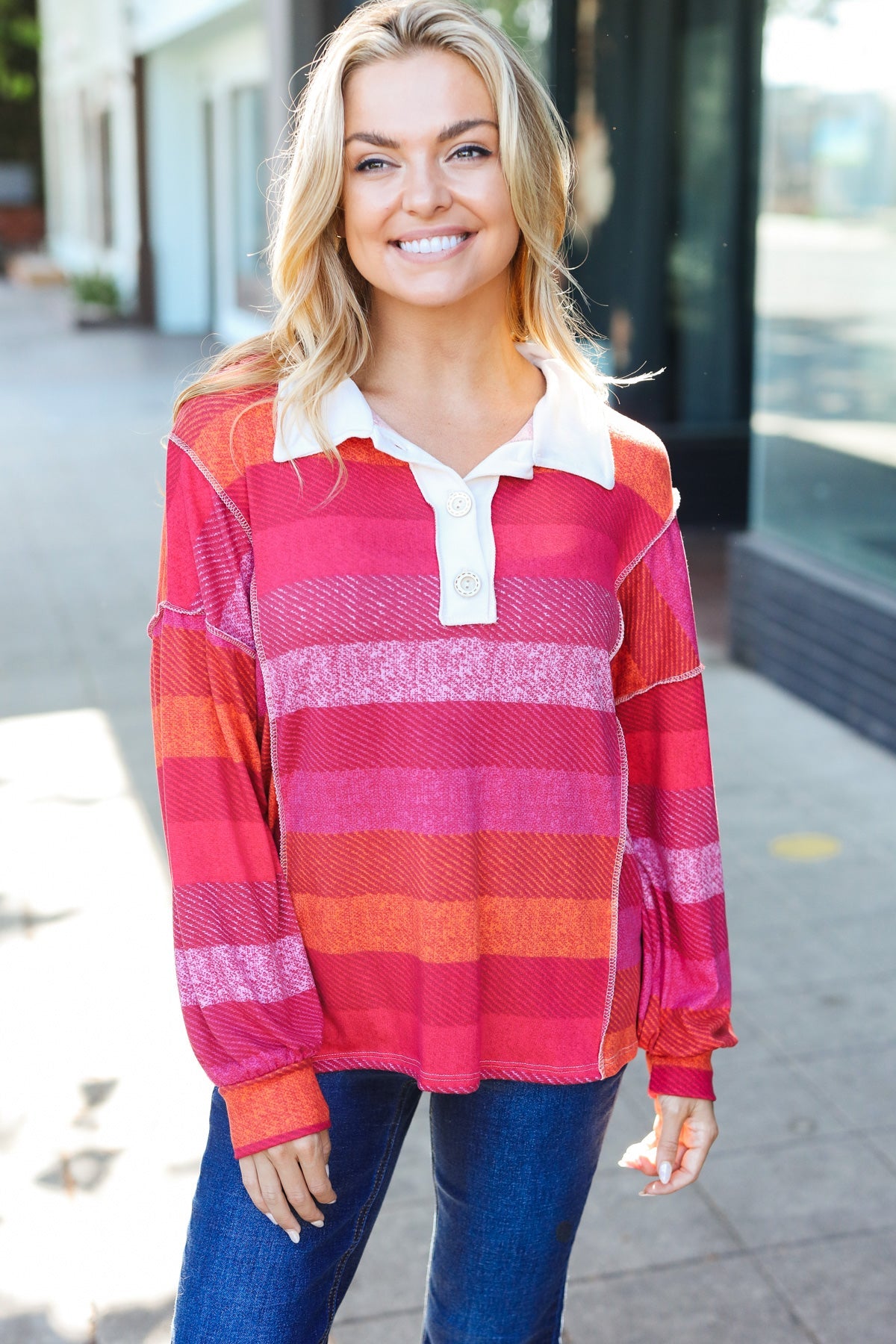 Be Bold Striped Collared Top