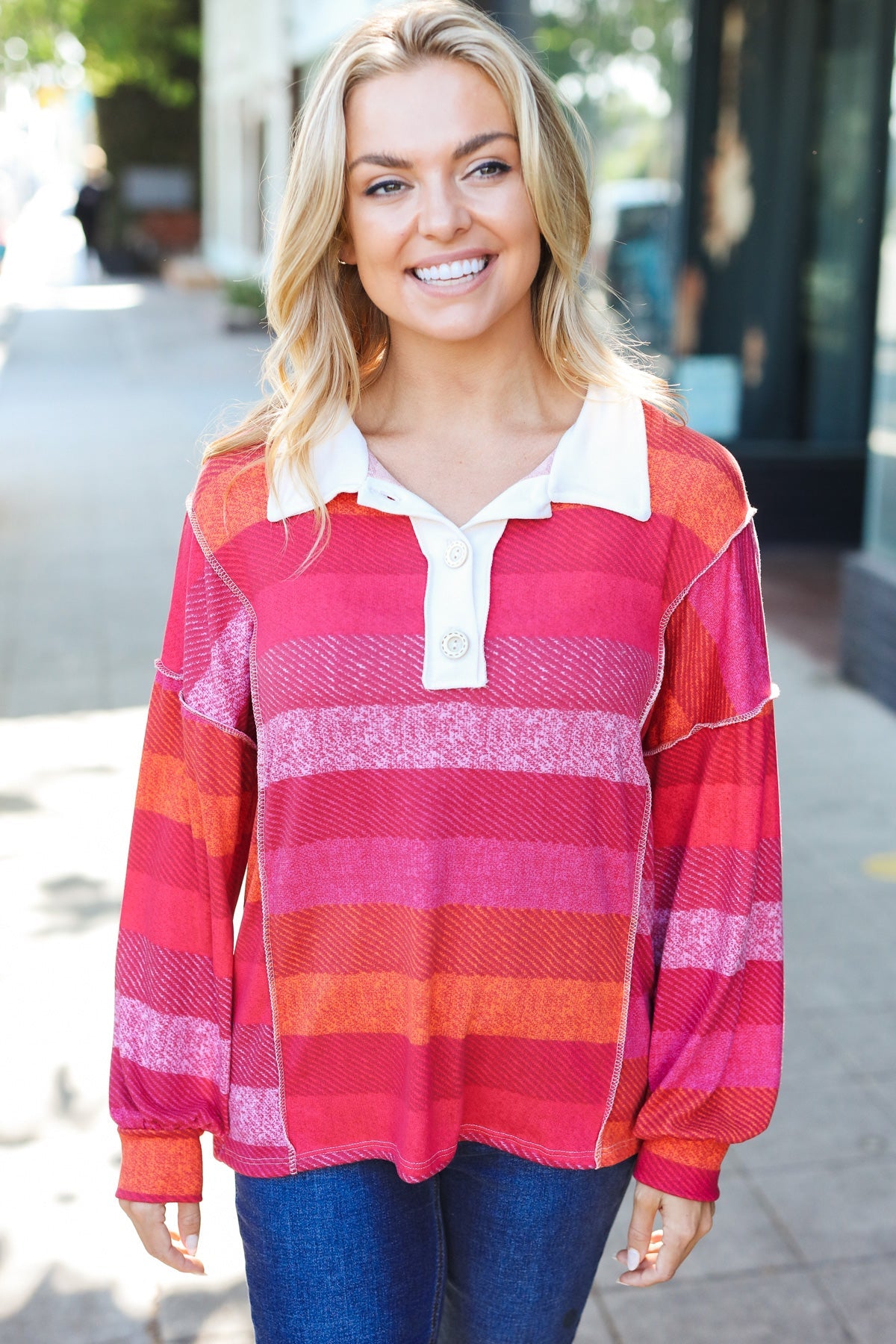 Be Bold Striped Collared Top