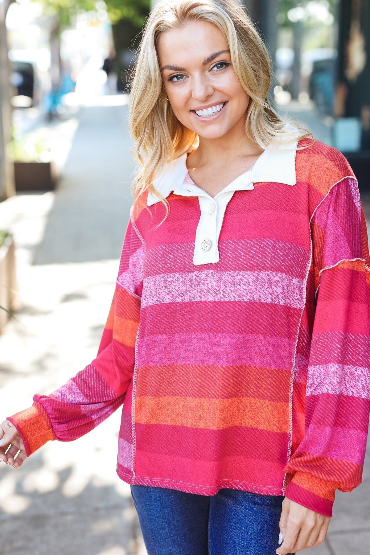 Be Bold Striped Collared Top