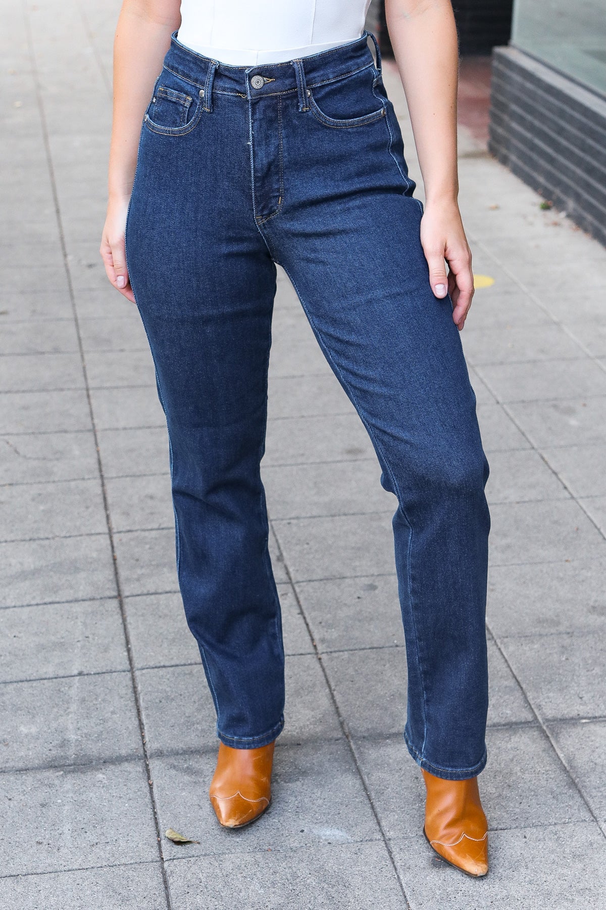 Indigo High-Waist Straight Fit Jeans | Judy Blue