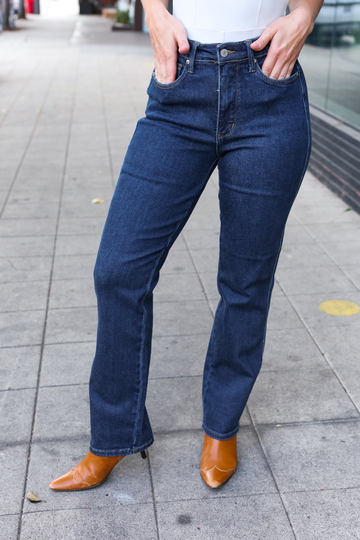 Indigo High-Waist Straight Fit Jeans | Judy Blue