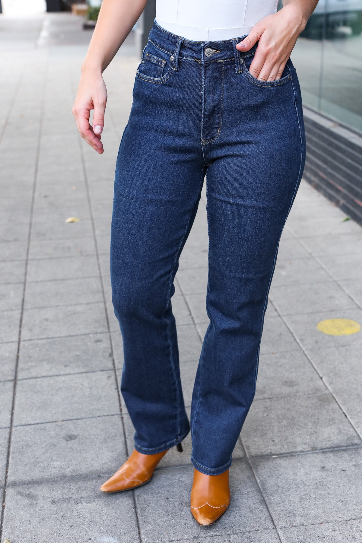 Indigo High-Waist Straight Fit Jeans | Judy Blue