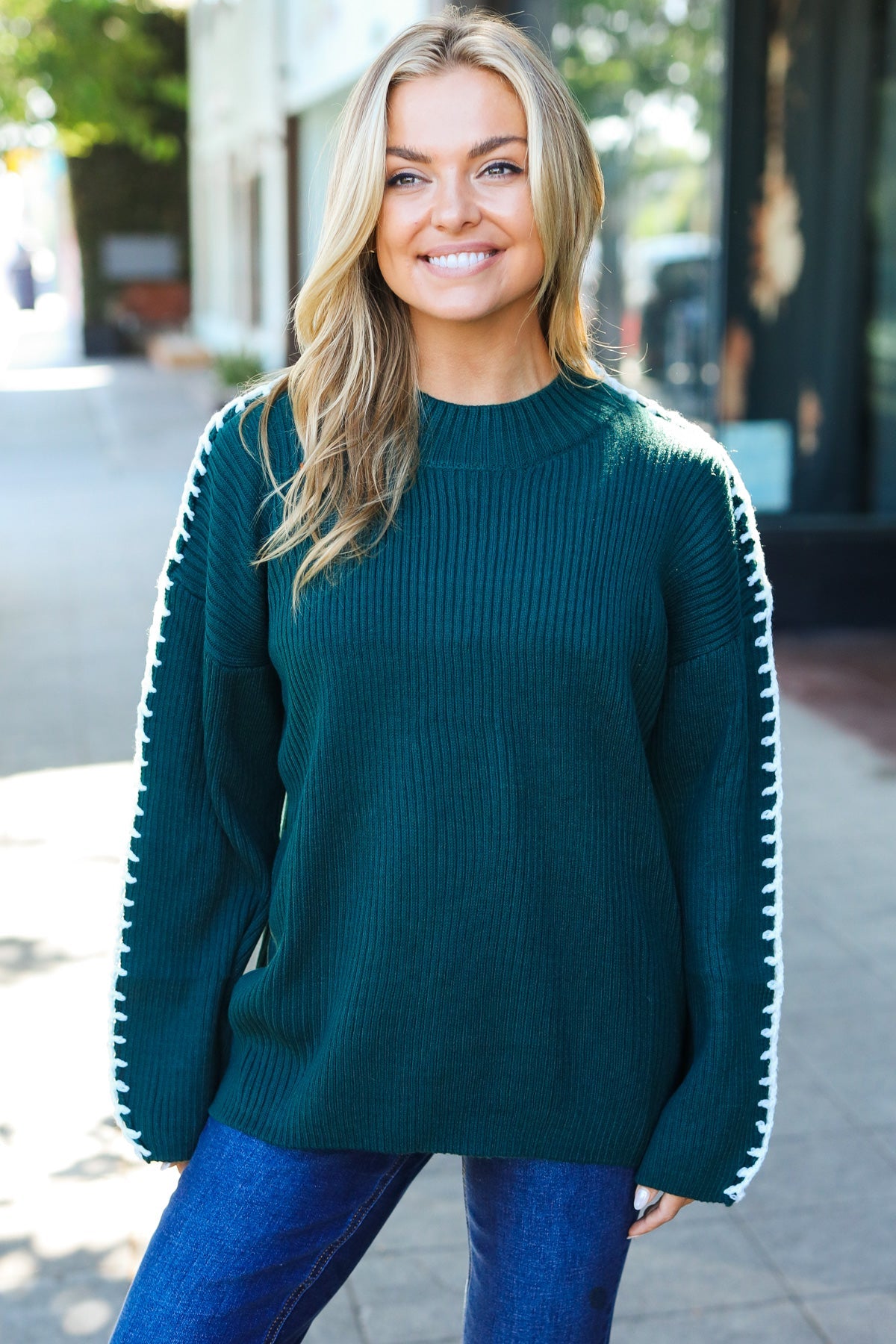 Fall Vibes Oversized Sweater | Hunter