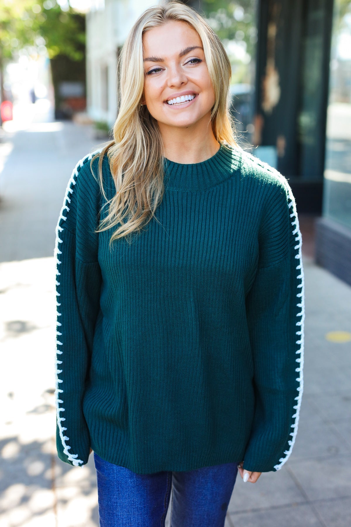 Fall Vibes Oversized Sweater | Hunter