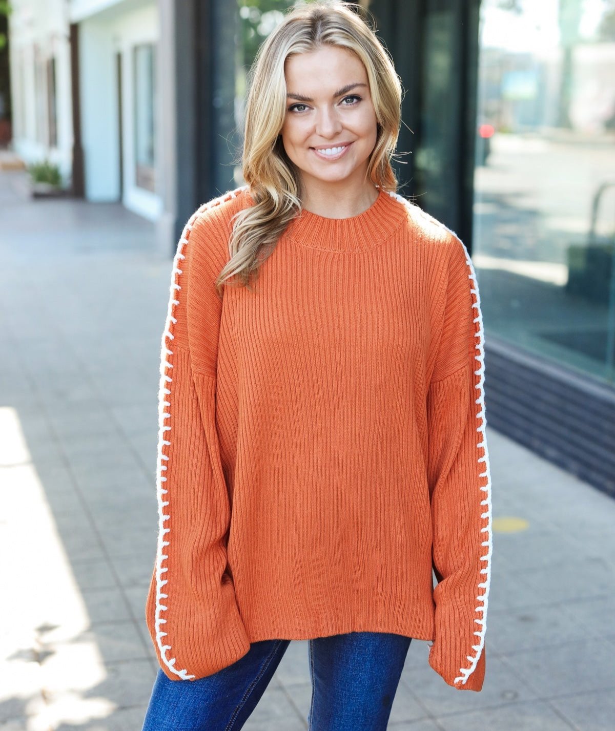 Fall Vibes Oversized Sweater | Pumpkin