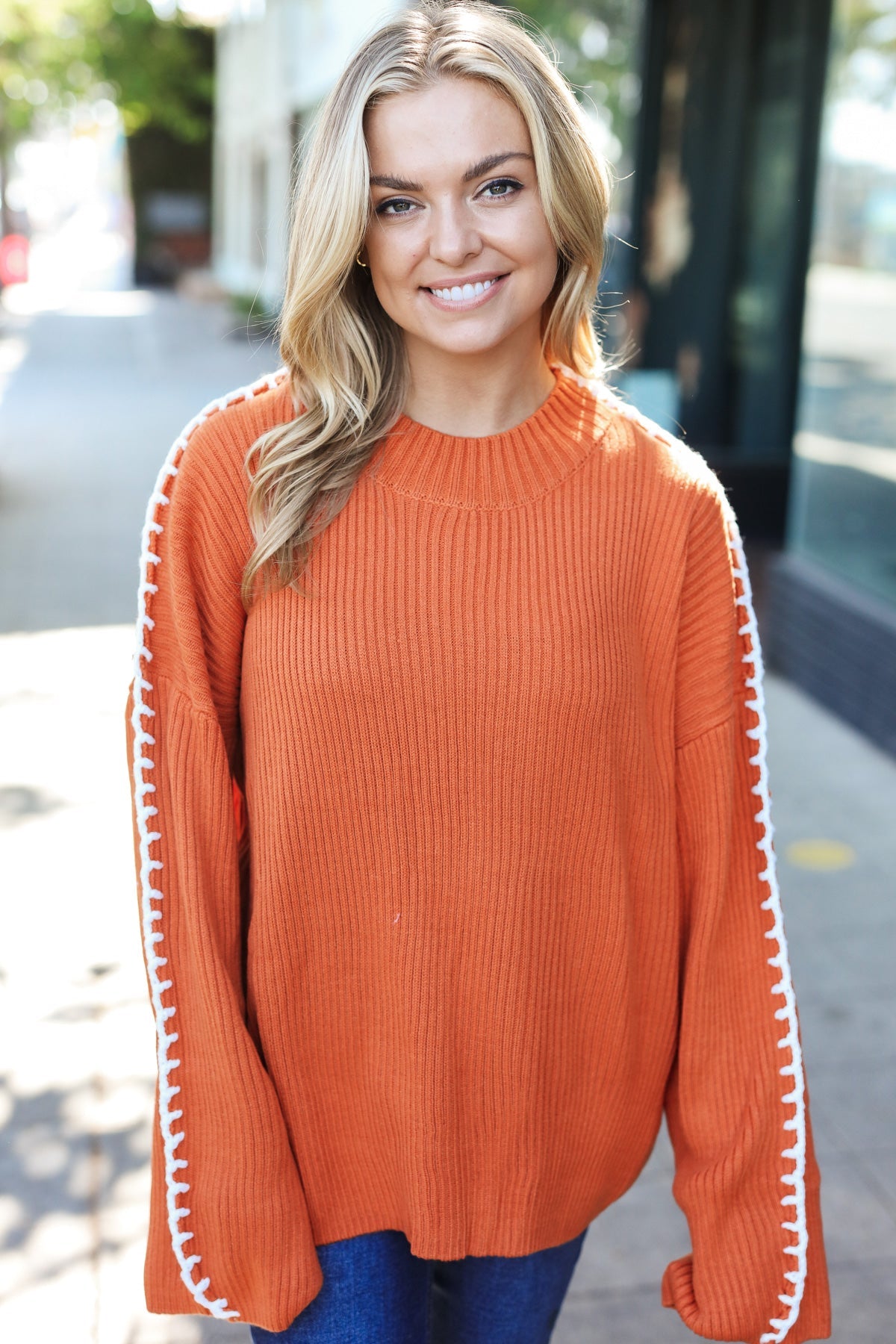 Fall Vibes Oversized Sweater | Pumpkin