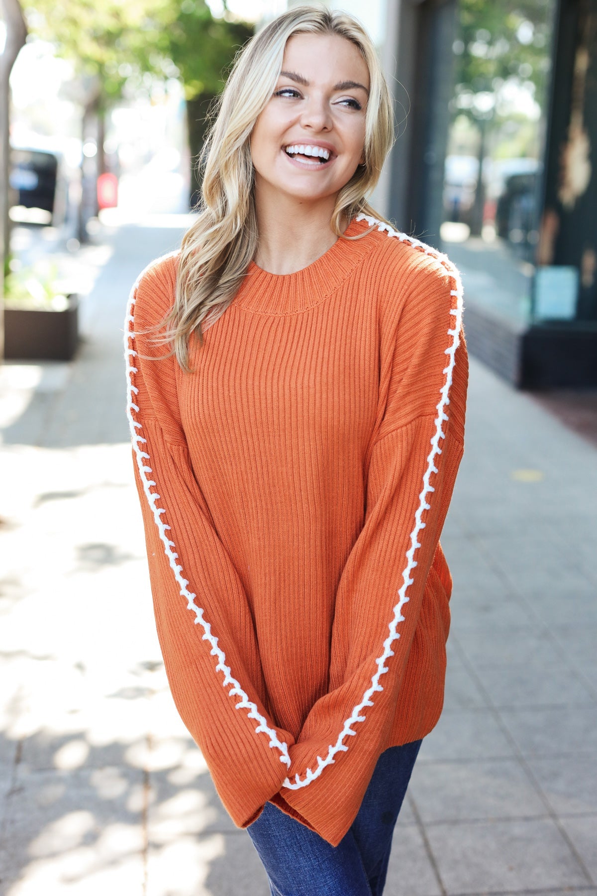 Fall Vibes Oversized Sweater | Pumpkin