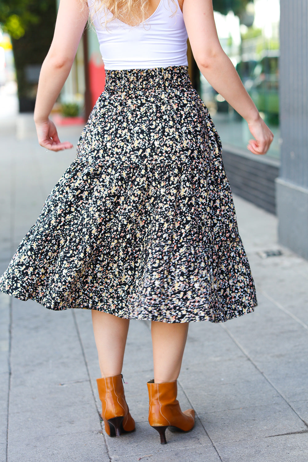 It's Your Day Ditzy Floral Smocked Waist Midi Skirt