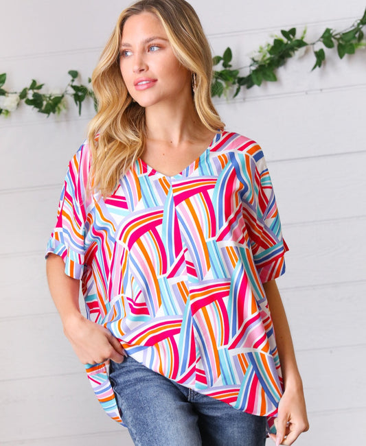 Alyssa Geometric Woven Top