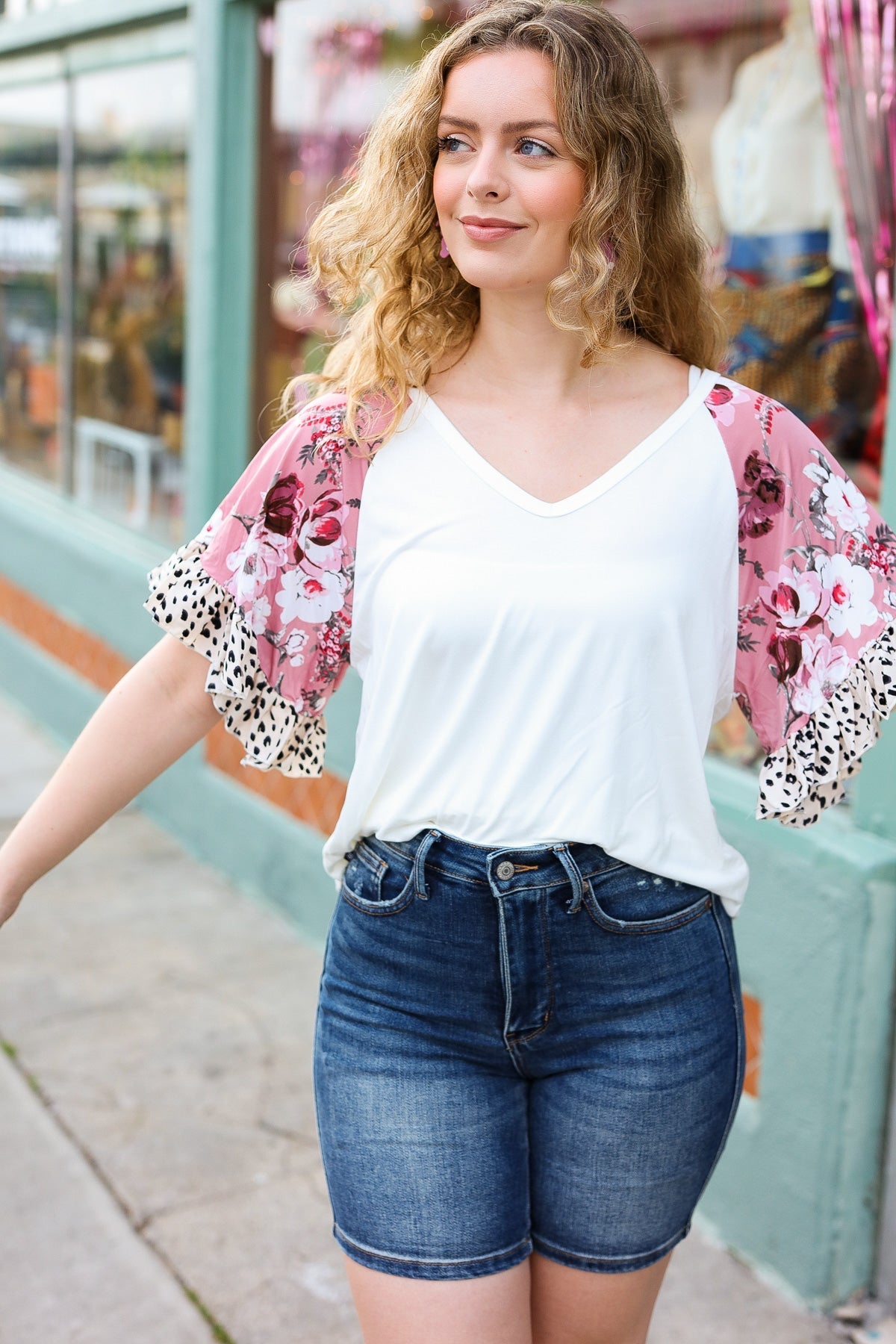 Seize The Day Floral Ruffle Sleeve Top
