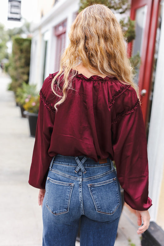 Holiday Vibes Frill Satin Top