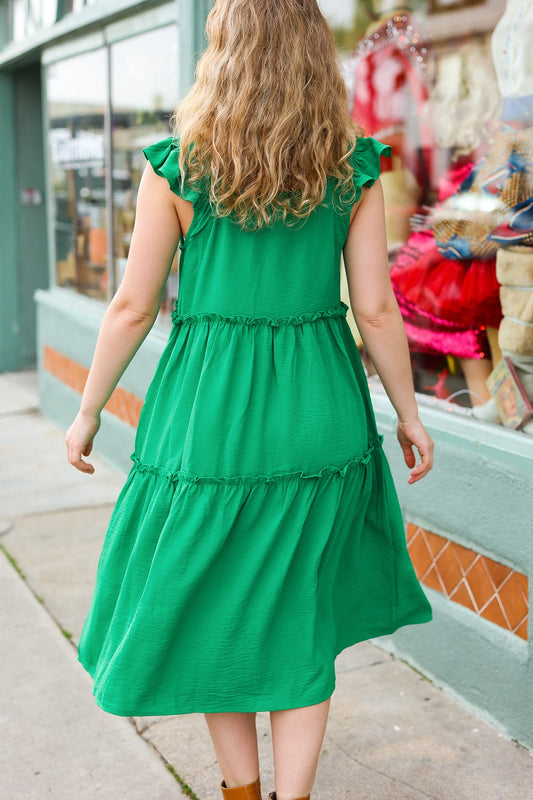 Lots To Love Smocked Flutter Tiered Midi Dress