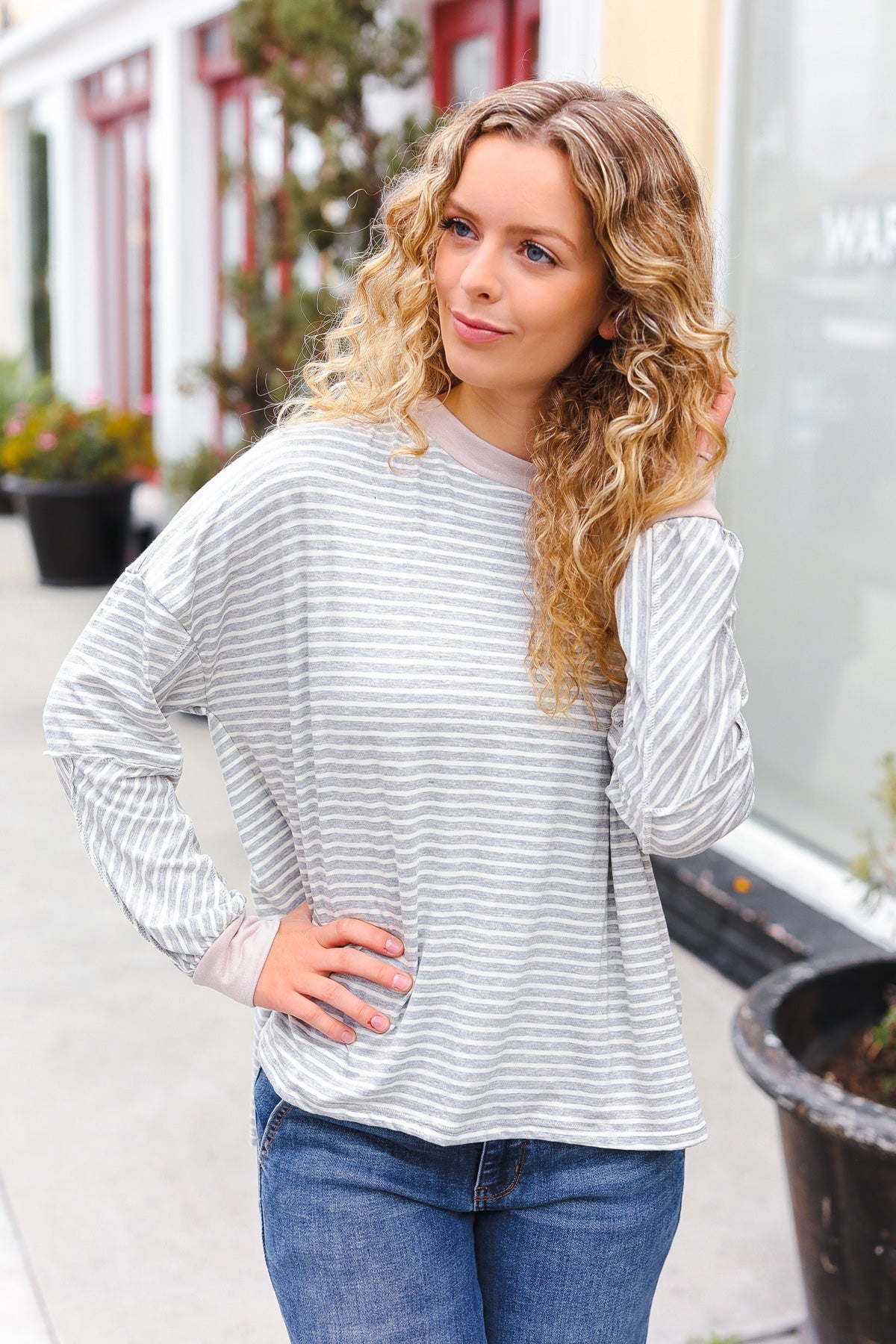 Spread Joy Striped Oversized Top