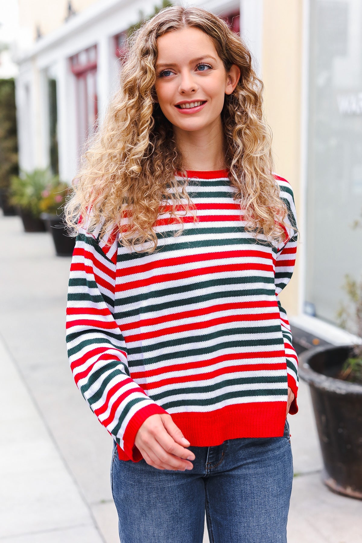 Christmas Striped Oversized Sweater