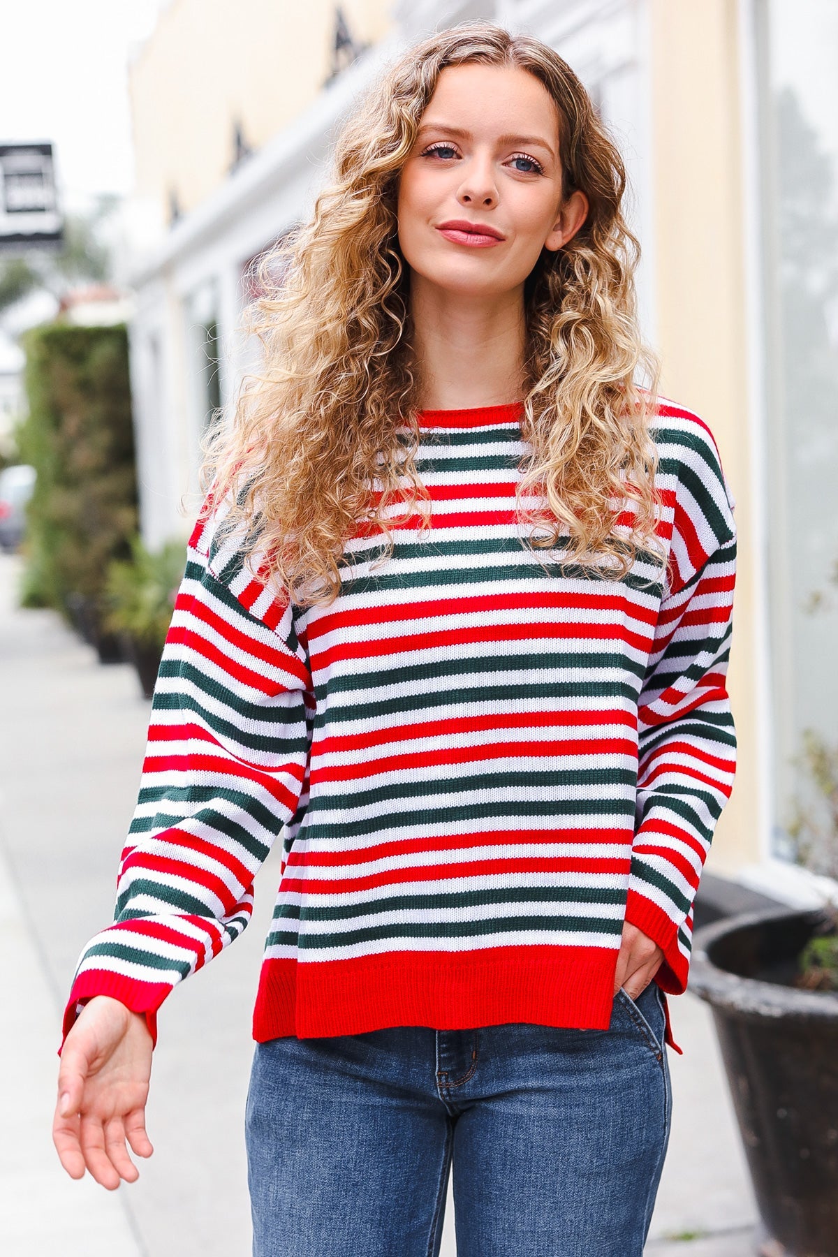 Christmas Striped Oversized Sweater