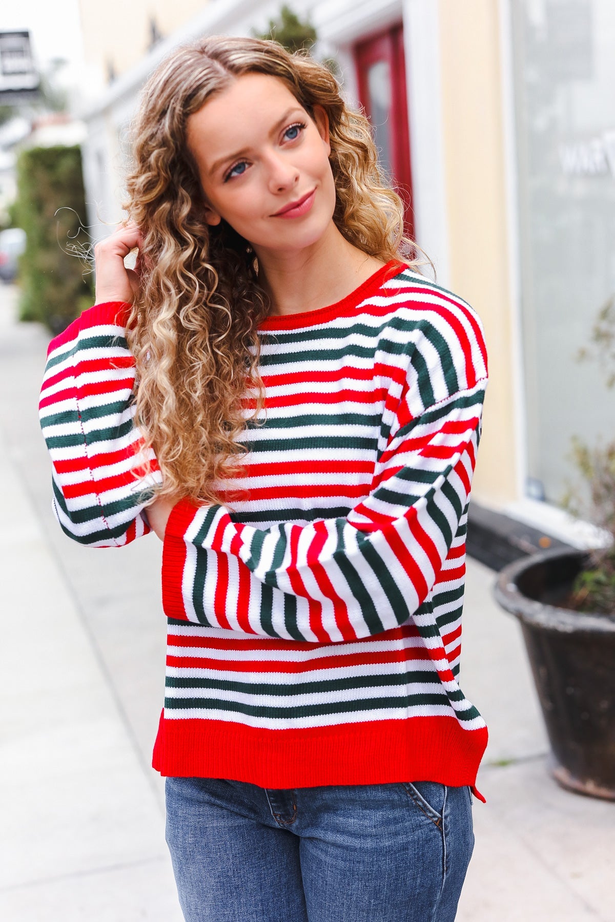 Christmas Striped Oversized Sweater