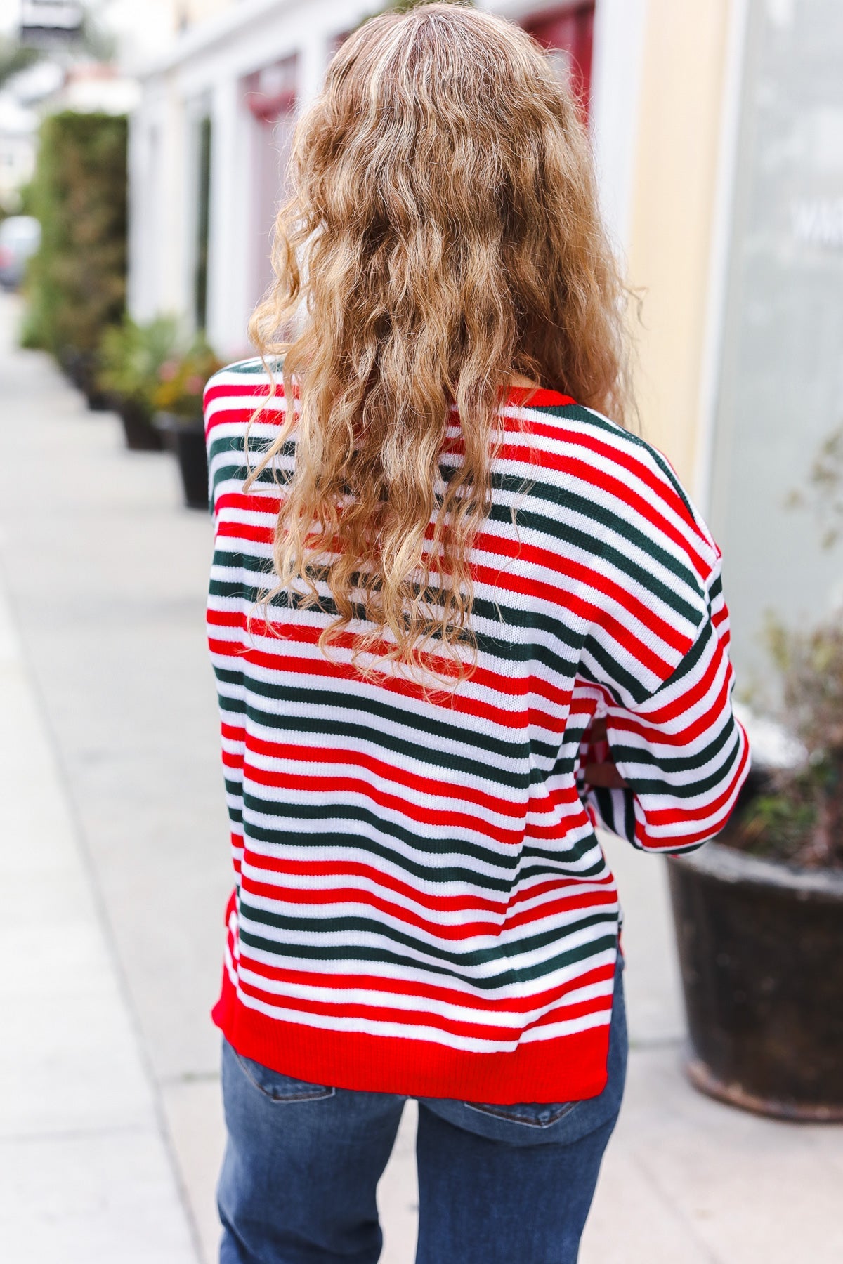 Christmas Striped Oversized Sweater