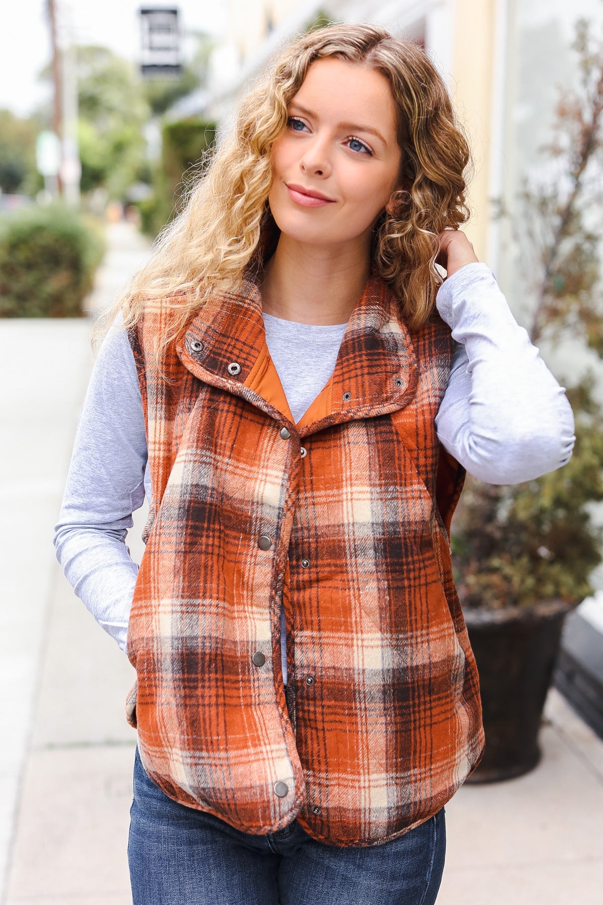 Put Together Plaid Quilted Puffer Vest