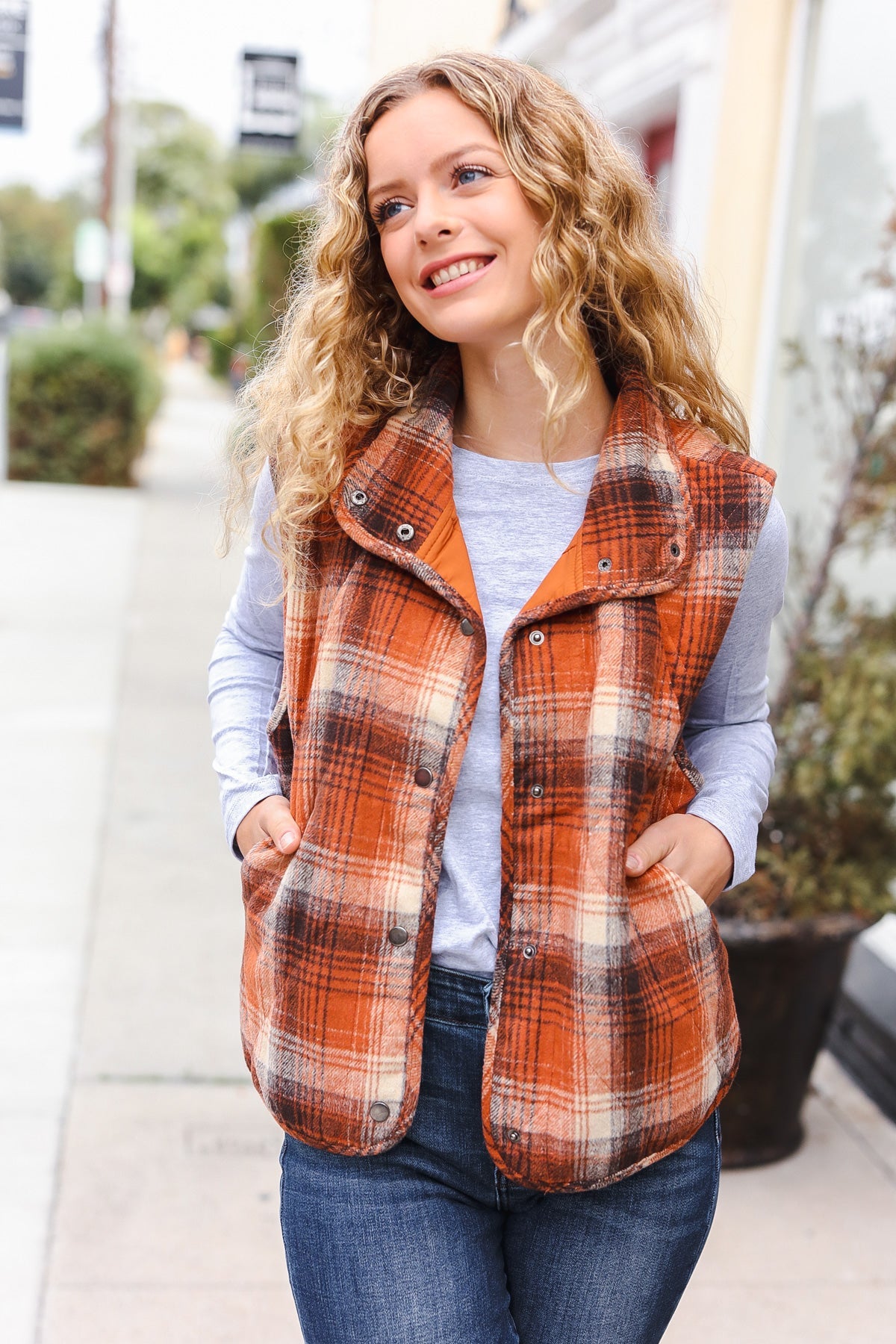 Put Together Plaid Quilted Puffer Vest