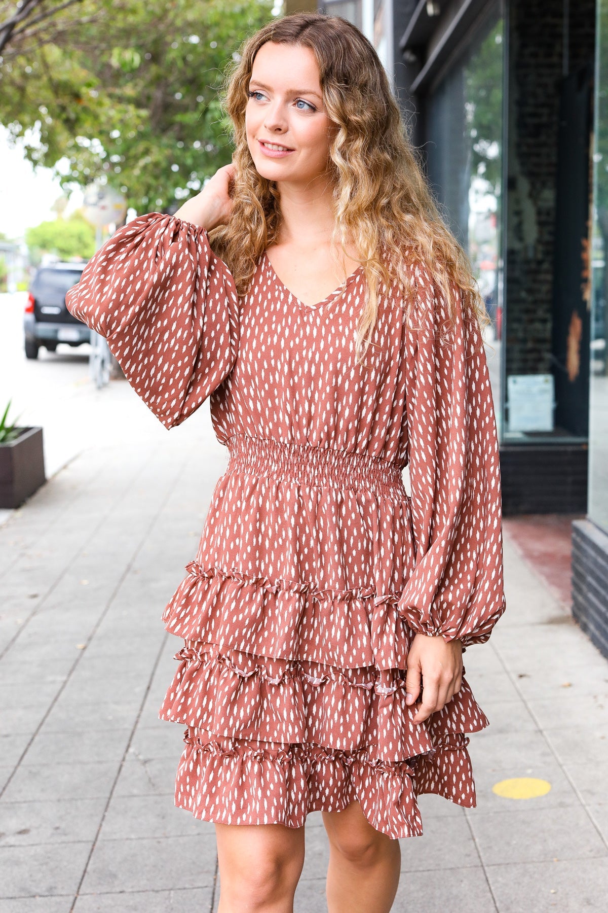 Feminine Flair Terracotta Leopard Dress