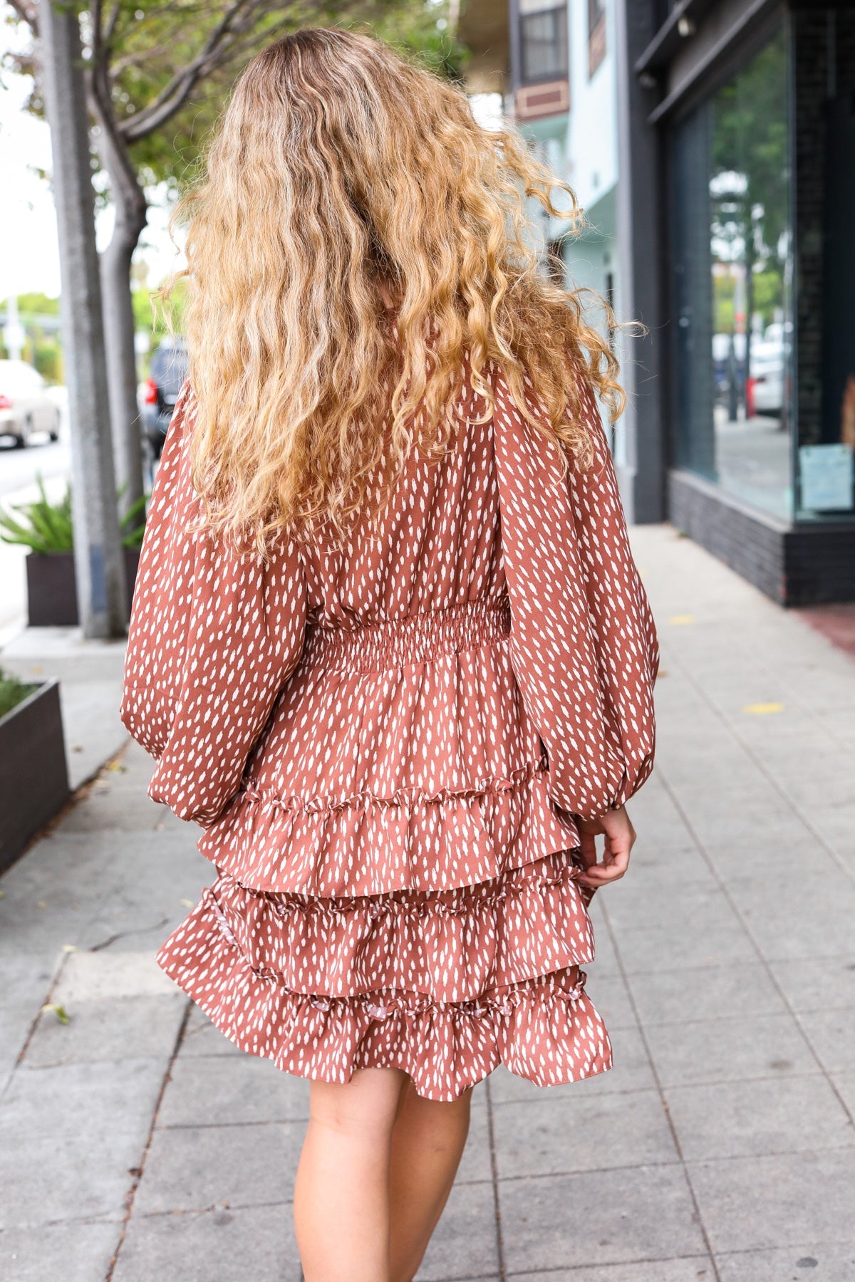 Feminine Flair Terracotta Leopard Dress