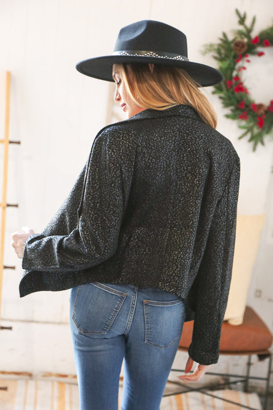 Holiday Foiled Cheetah Blazer