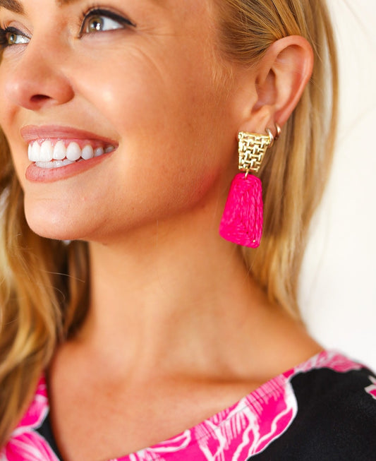 Geometric Raffia Earrings