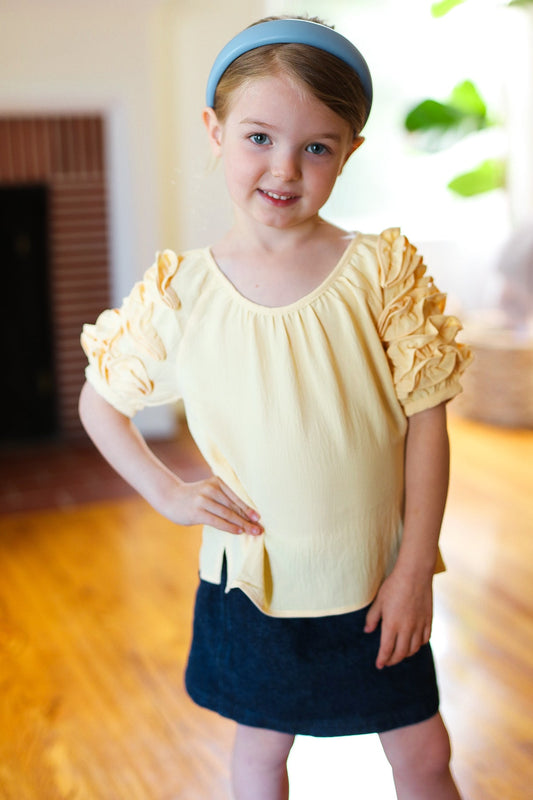 Lovely Lemon Ruffle Sleeve Top | Kid's