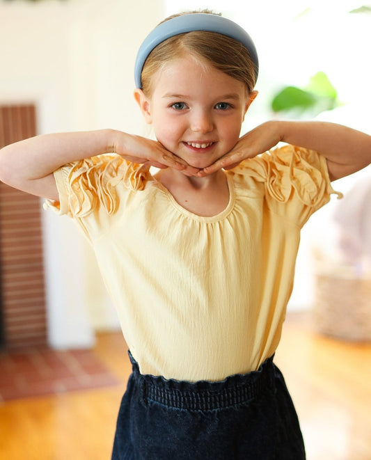 Lovely Lemon Ruffle Sleeve Top | Kid's