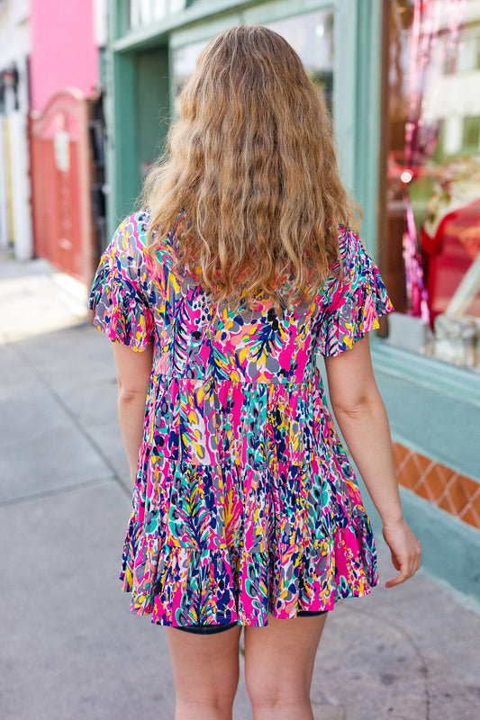 Femme' Floral Ruffle Tiered Top
