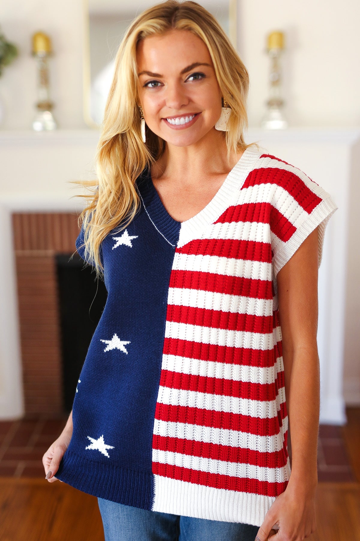 Stars & Stripes Americana Dolman Sweater Top