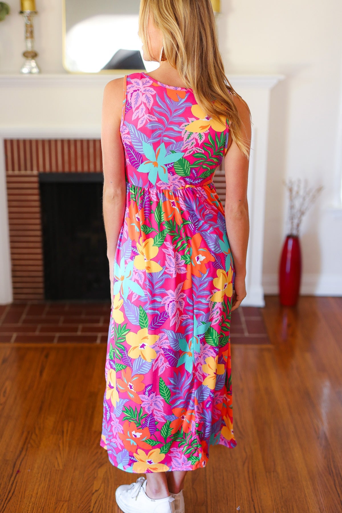 Diva Dreams Tropical Floral Fit & Flare Maxi Dress