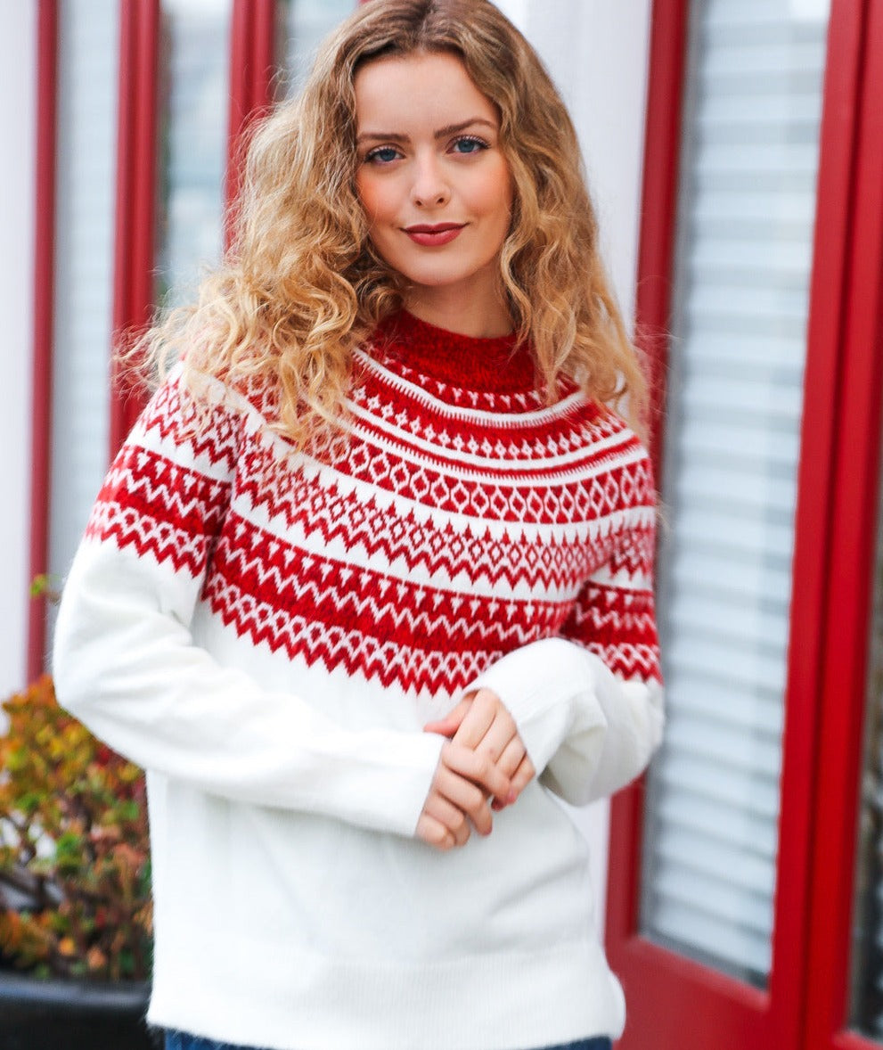 Feeling Festive Fair Isle Mock Neck Sweater