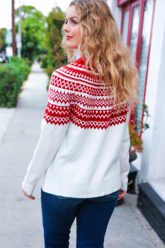 Feeling Festive Fair Isle Mock Neck Sweater