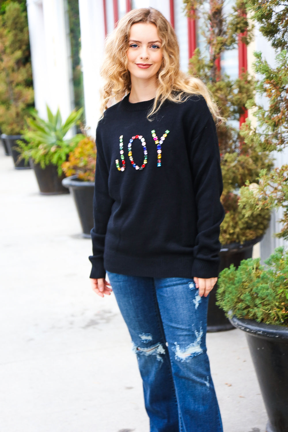 Give Back Joy Beaded Sweater