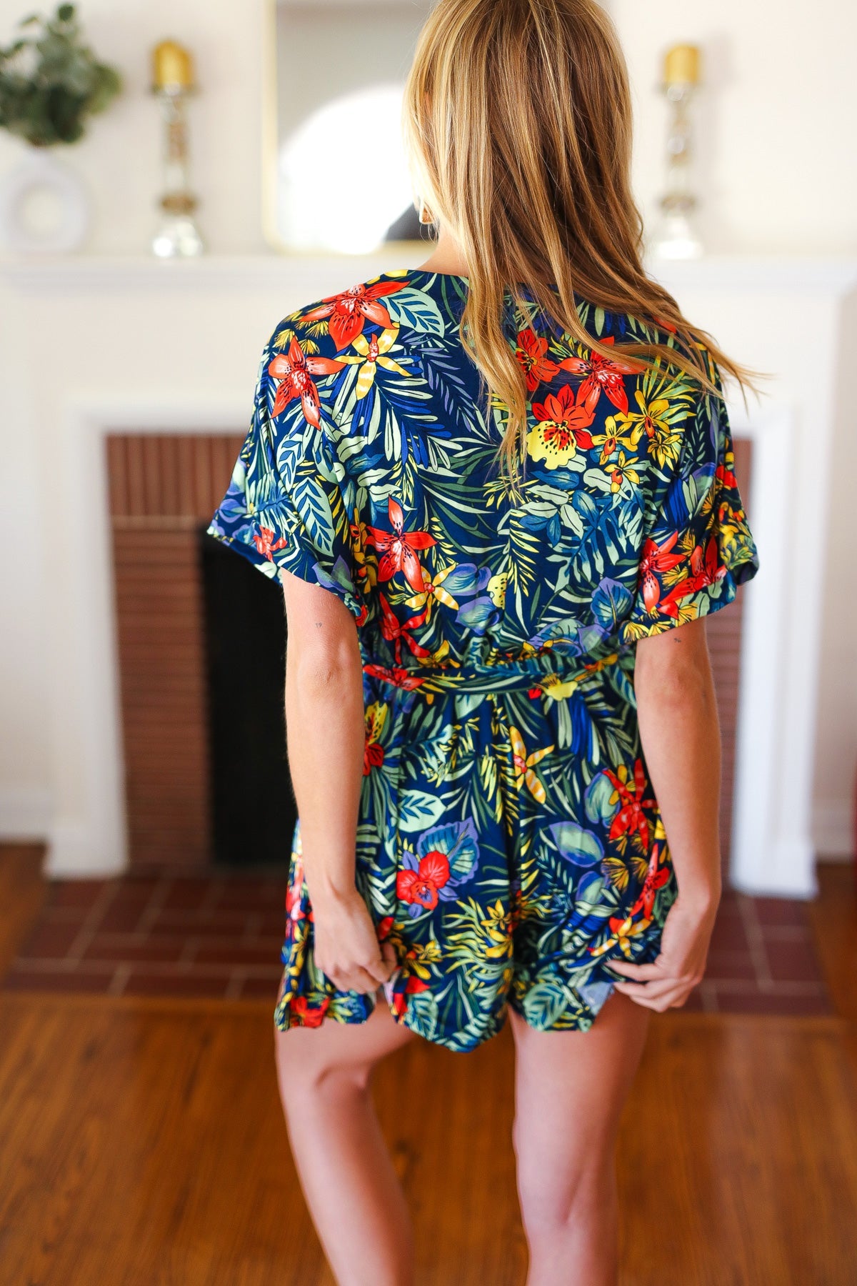 Tropical Floral Surplice Romper