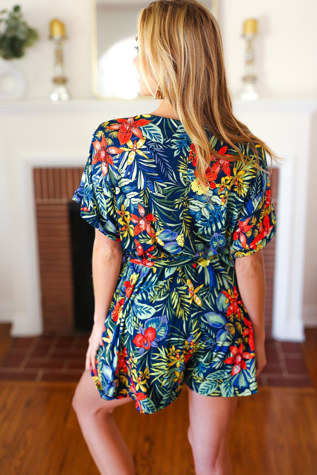 Tropical Floral Surplice Romper