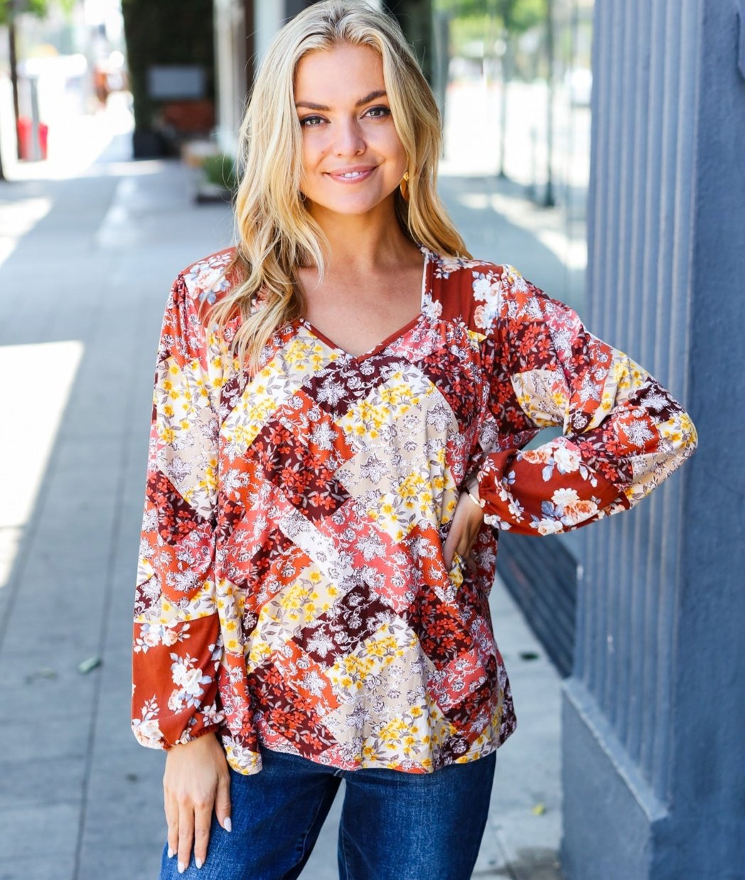 Harvest Floral Patchwork Blouse