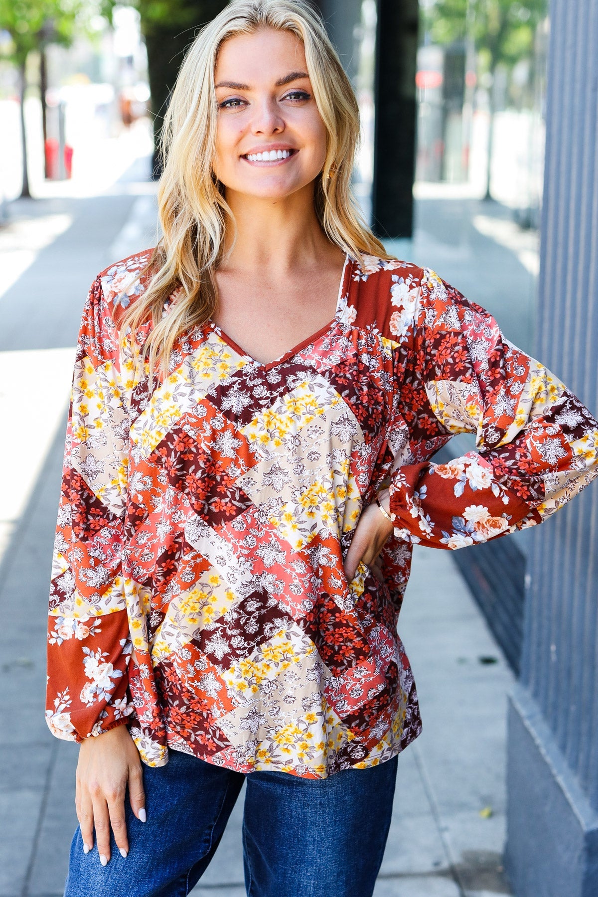 Harvest Floral Patchwork Blouse