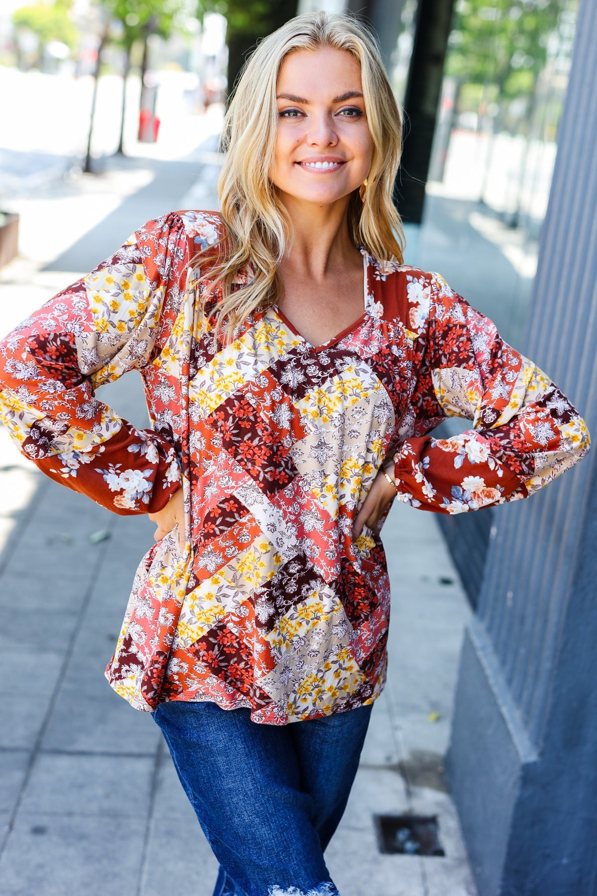 Harvest Floral Patchwork Blouse