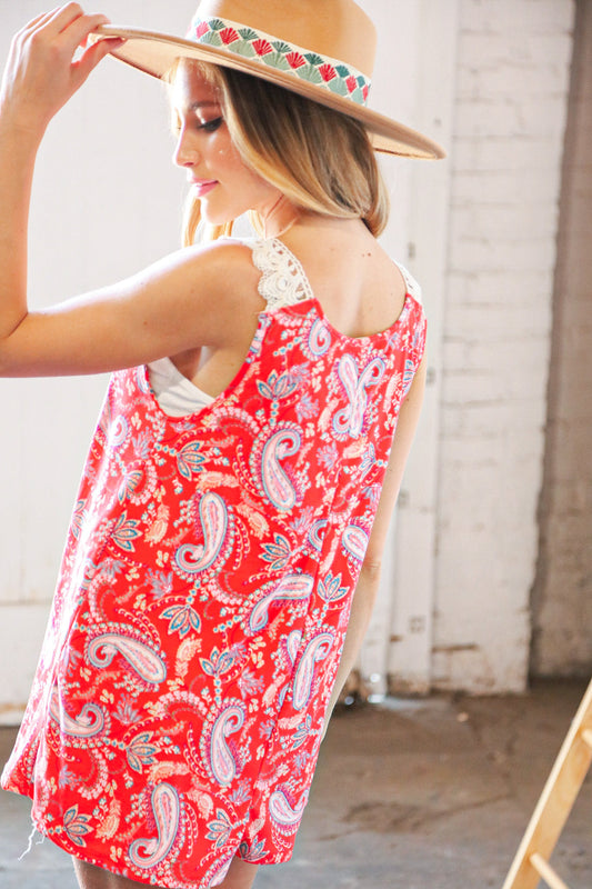 Paisley Scalloped Crochet Tank Top