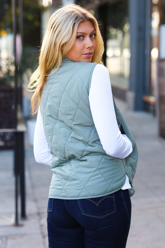 Layer Up Quilted Puffer Vest | Sage