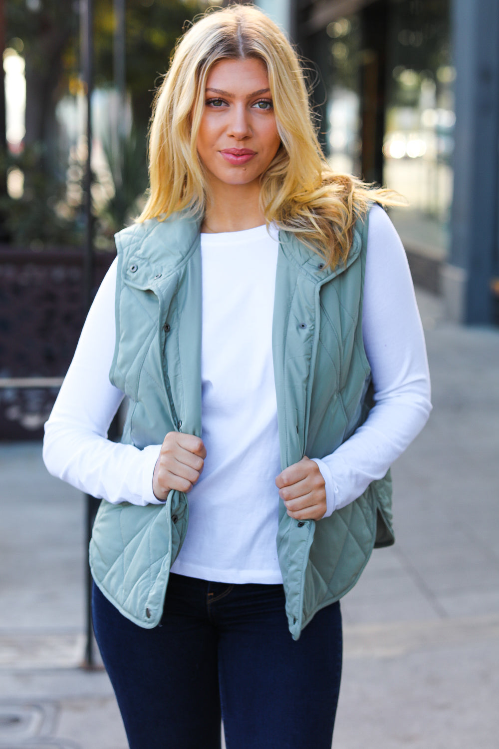 Layer Up Quilted Puffer Vest | Sage