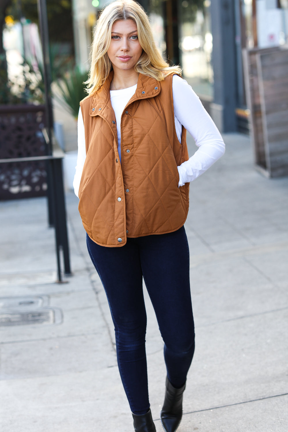 Layer Up Quilted Puffer Vest | Camel
